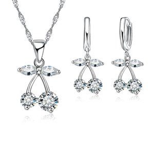 ❤️ NEW 💎 Chain Earrings Necklace Set Bundle Heart 925 Sterling Silver Cherry